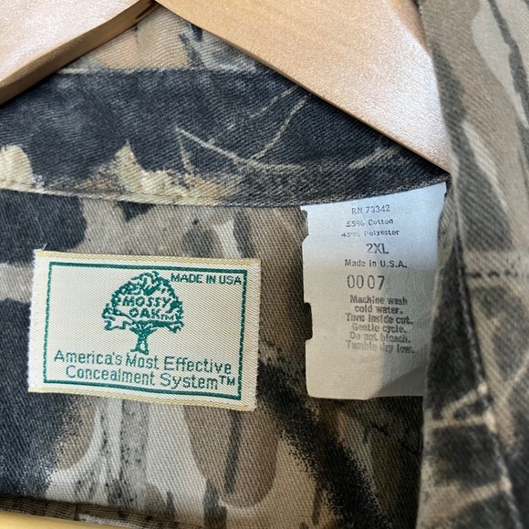 VTG Mossy Oak Shirt Men 2XL Fall Foliage Camo Button Up Long Sleeve Hunting USA - Picture 2 of 11